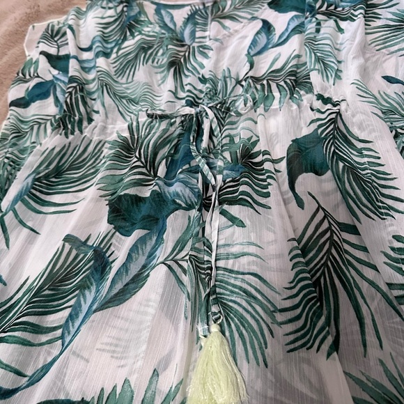 Kona Sol Palm Leaf Swim Coverup Pattern Dress M - Picture 2 of 3